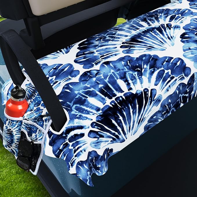 AQQA Golf Cart Seat Covers, Tropical Palm Leaf-Boho-Marble Microfiber Golf Cart Seat Blanket, Golf Blanket, Golf Accessories, Golf Cart Seat Towel Fits All 2-Seat Golf Carts, 55"x 32"