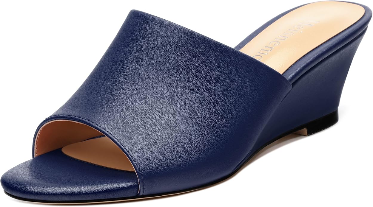 Wedge Sandals for Women Open Toe Wedge Heels Womens Matte High Heel Sandal Round Toe Heeled Wedge Sandals Slip on Casual shoes 2 inch