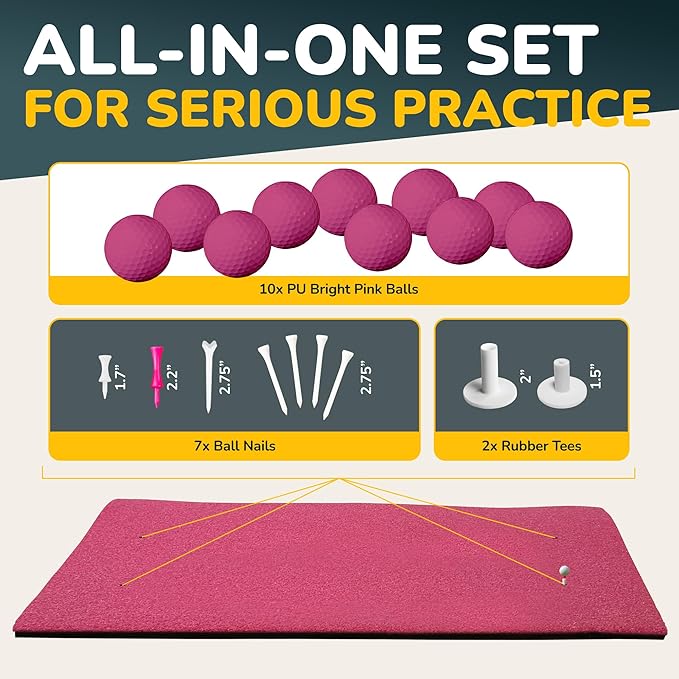 5×4 Golf Hitting Mat, Non-Slip Hitting Mat, 31mm, 36mm, 40mm Thick, PGA Pro Trusted Indoor & Outdoor Golf Practice Mat with Training Kit