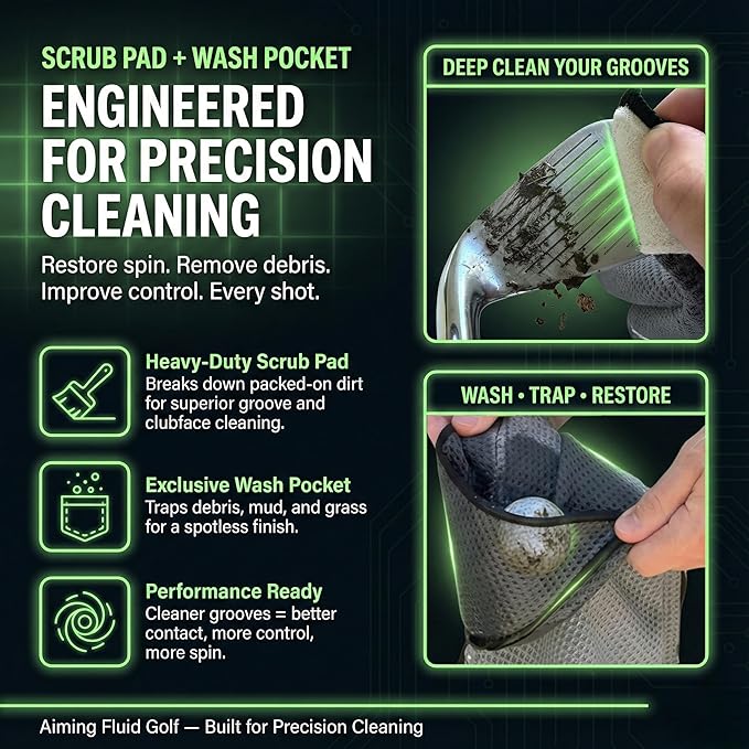 Magnetic 3-Stage Cleaning System Golf Towel - Microfiber Rag with Magnet for Golfcart Bags for Men and Women Golfers Accessories (Blue, 16" x 24" Stubby)