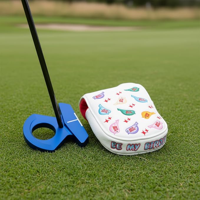 Golf Putter Covers Mallet Putter Headcover for Golf DF3 Putter, Colorful Birdie Magnetic Closure Premium Leather Mallet Putter Covers for 2 Ball Putter
