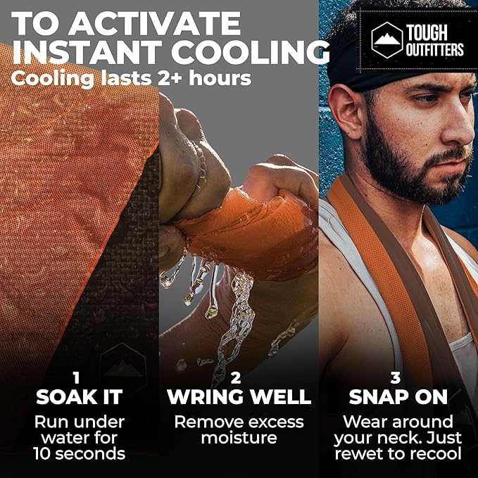 Tough Outdoors Cooling Towels for Neck Face - Neck Cooling Towel for Hot Weather Yoga Sports Golf Sweat - Instant Cold Towel