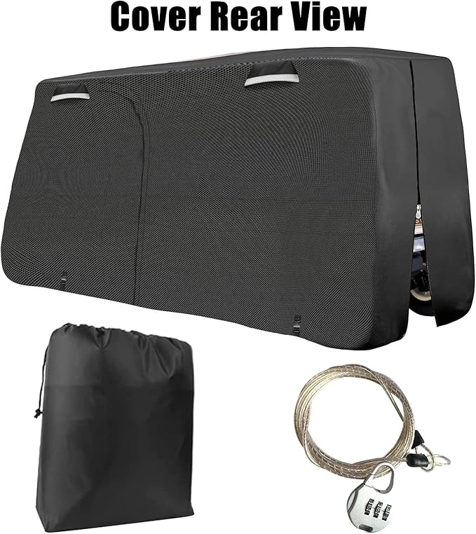 SAPUBK Golf Cart Cover Golf Cart Accessories with Side Door Ziper Compatible with Club Car/EZ-GO/Yamaha for Rain UV Dust Protection All Weather