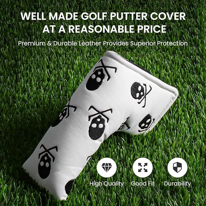 FINGER TEN Golf Blade Putter Cover Premium Synthetic Leather Stylish Design, Universal Headcover Waterproof Protection, Durable Headcovers Covers Fit Most Blade Putters for Men Women