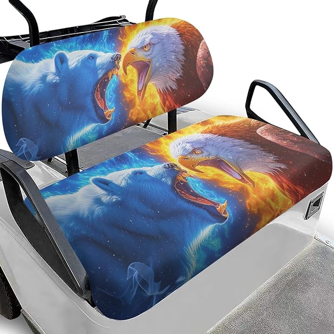 Fashion Print Golf Cart Seat Covers 2 Passenger Golf Cart Backrest Cover Golf Cart Seat Towel Gift for Friends