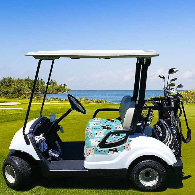 YOKYHOM Golf Cart Seat Covers,Blue White Black Golf Cart Seat Blanket Keeps Seat Comfortable and Clean, 100% Microfiber, 51''x 31'', for EZGO, Yamaha, Club Car and More 2-Seat Golf Carts