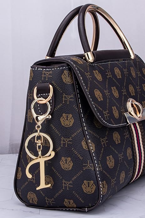 Cute Stainless Steel Gold Initial Letter Keychain for Women Girl, Charms for Key Handbag Backpack Bag, Personalized Gift