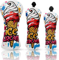 Golf Club Head Covers, Ice Cream Golf Headcovers for Drivers, Fairway Woods, Hybrids, Mallet Blade Putter Cover, Funny Golf Club Covers with Premium PU Leather and Advanced Embroidery for Most Brands