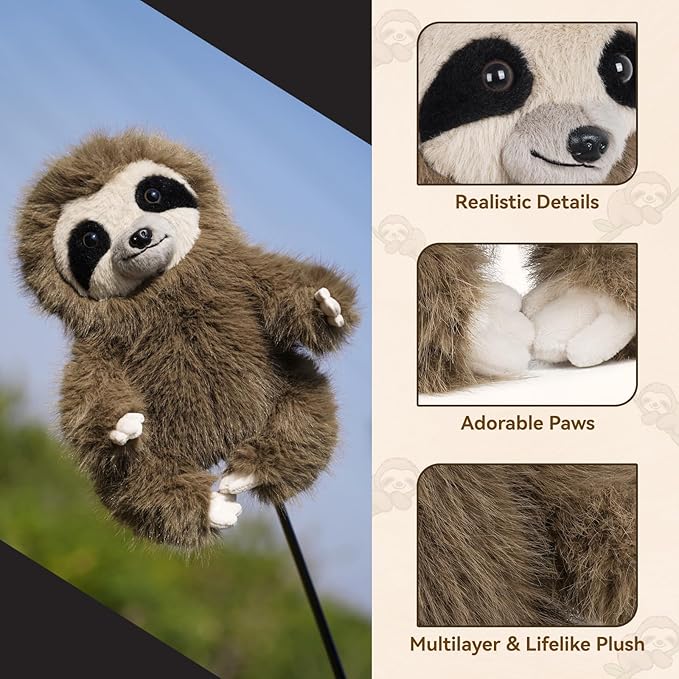 Craftsman Golf Driver Headcover Horse Sloth Funny Animal Golf Head Cover Novelty for Wood Driver Fairway Hybrid Golf Club for Men Women Kids Golfer Gift