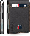 RUNBOX Money Clip Wallets for Men,Slim Leather Mens Bifold Wallet,RFID Blocking Front Pocket Wallet,Thin Credit Card Holder with Gift Box