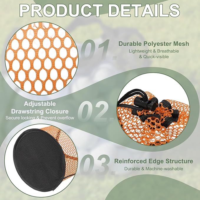 Golf Ball Storage Bag Nylon Mesh Golf Pouch with Adjustable Drawstring Closure for Balls Outdoor Sports Supplies
