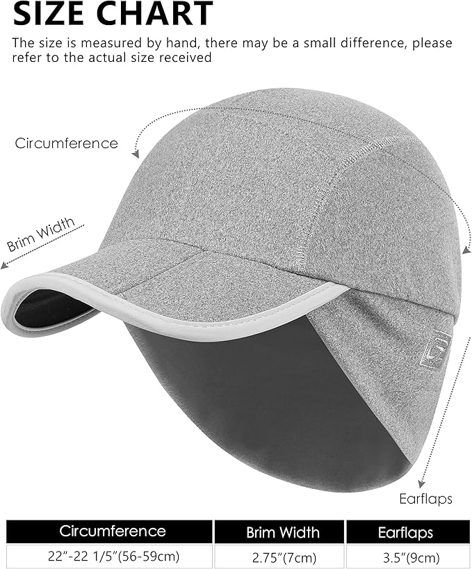 GADIEMKENSD Fleece Ball Cap with Drop Down Ear Warmer, Foldable Brim, Reflective Winter Run Hat Unisex