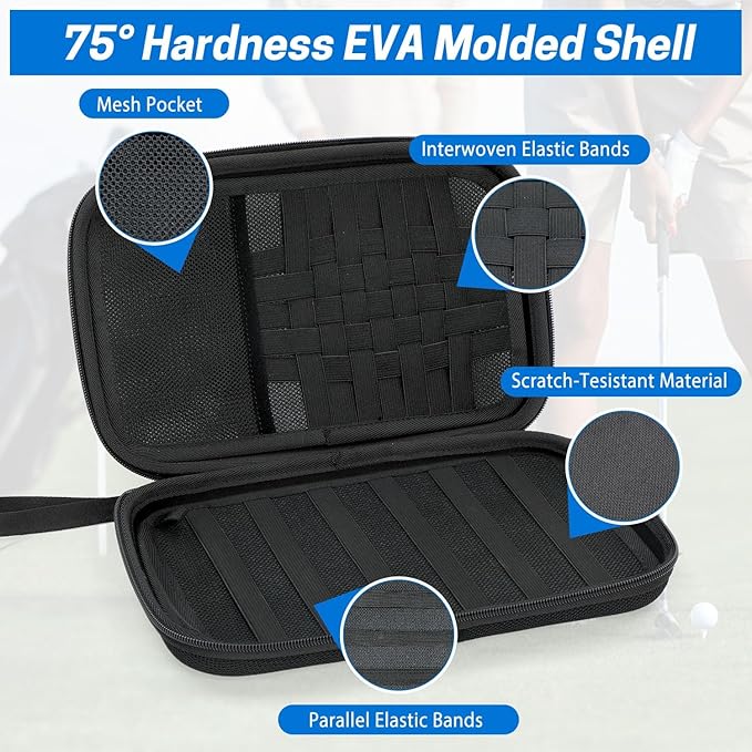 VISEMAN Golf Glove Holder Case, Golf Accessory Case with Detachable Golf Glove Shaper, Portable Golf Hard Case Waterproof for Golf Essentials, Balls, Markers, Tees