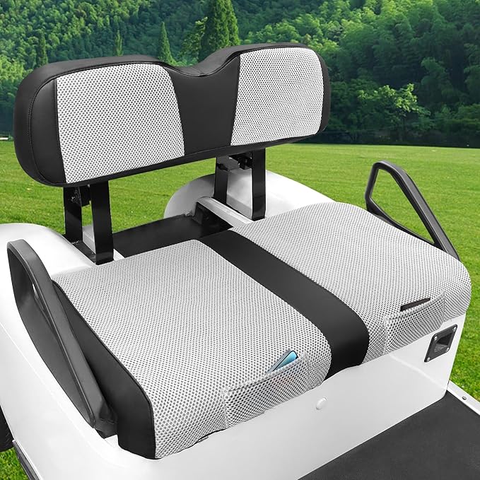 iLSKW Golf Cart Seat Covers for EZGO TXT Seat Cover OEM Front,Breathable Fabric and Leather Front Seat Cover Like Gloves,Full Wrap-Around Design of EZGO TXT (1994-2013) Golf Cart Front Seat Cover