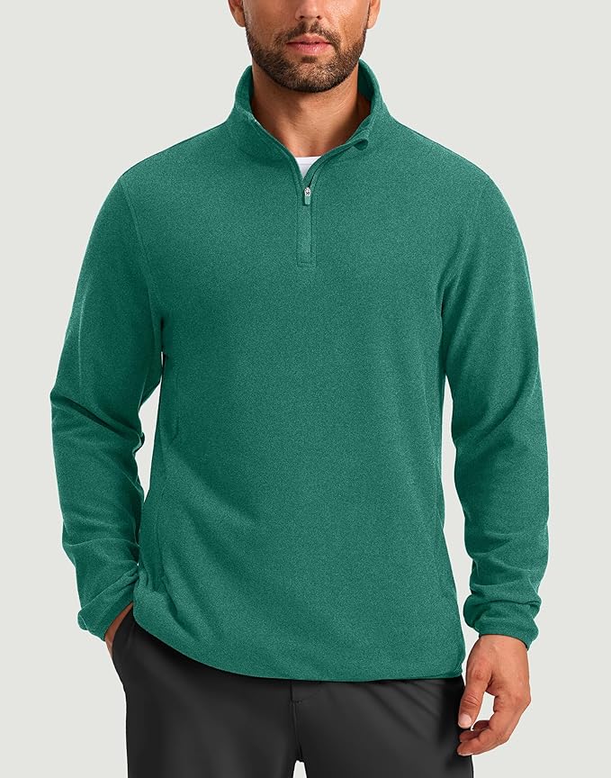 G Gradual Mens Quarter Zip Pullover Fleece with 2 Zipper Pockets Long Sleeve Golf Shirt Winter Athletic Sweater Lightweight