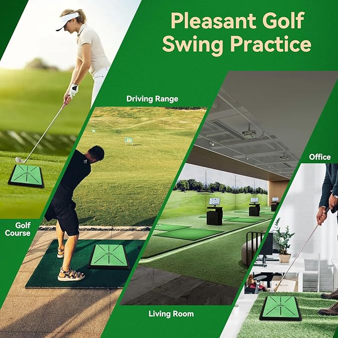 Golf Hitting Mat - 16"x12" Golf Practice Mat Golf Turf Mat, Swing Path Feedback System, Non-Slip Rubber Base, Practice/Training Gifts | Indoor/Outdoor Use Golf Gift for All Skill Levels