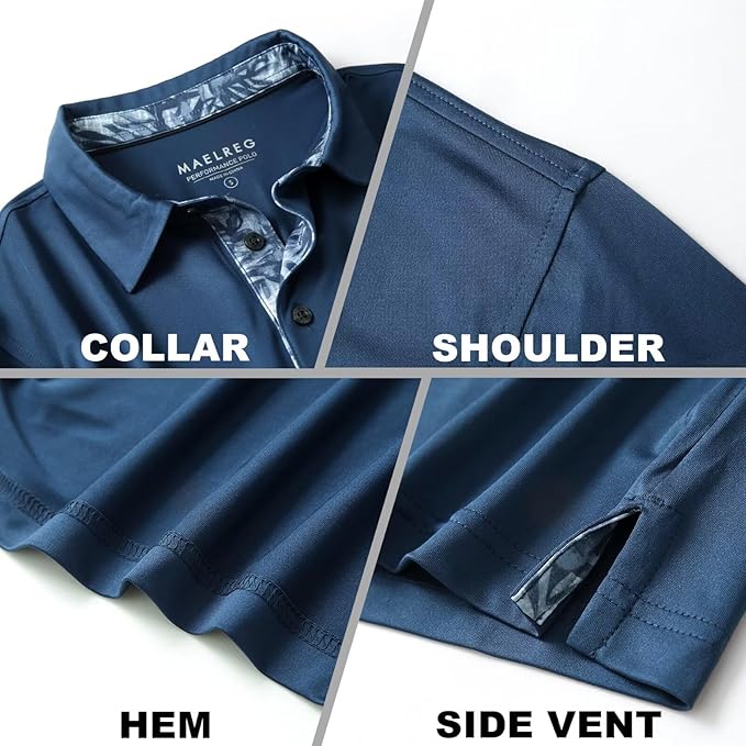 Mens Polo Shirts Short and Long Sleeve Casual Solid Stylish Dry Fit Performance Designed Collared Golf Polo Shirts for Men