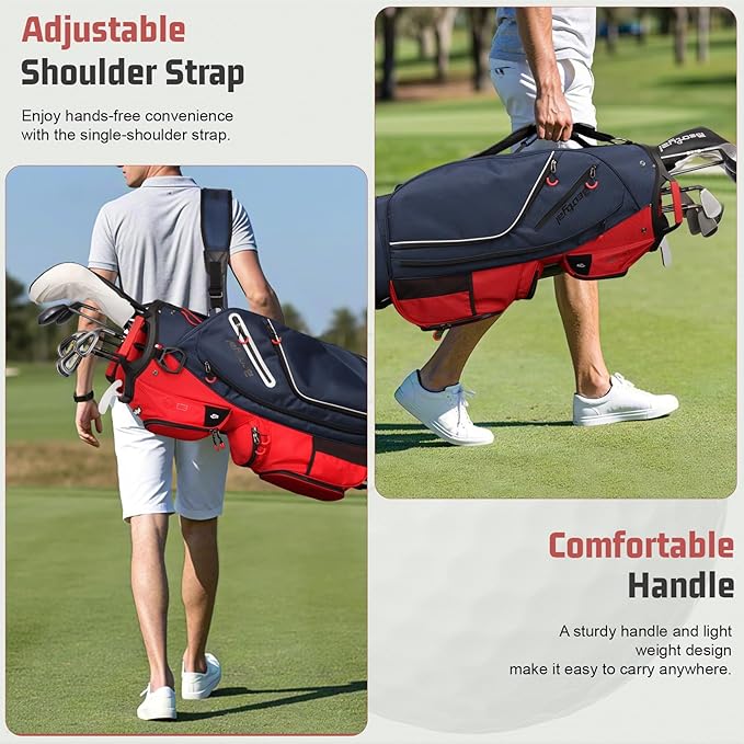 Golf Cart Bag 15 Way Organizer Divider Top Golf Club Cart Bag for Men Women with Cooler, Handles and Rain Cover