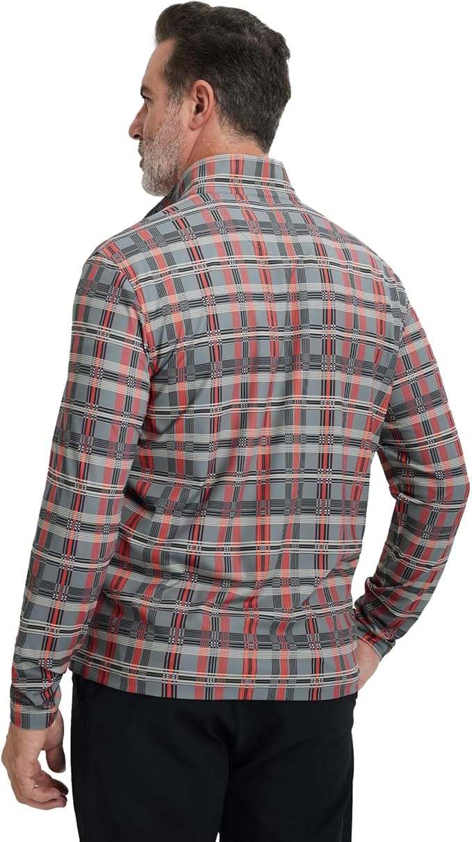 M MAELREG Quarter Zip Golf Pullover Men Dry Fit Long Sleeve Performance Wicking 1/4 Zip Full Print Pullover Mens Sweatshirt
