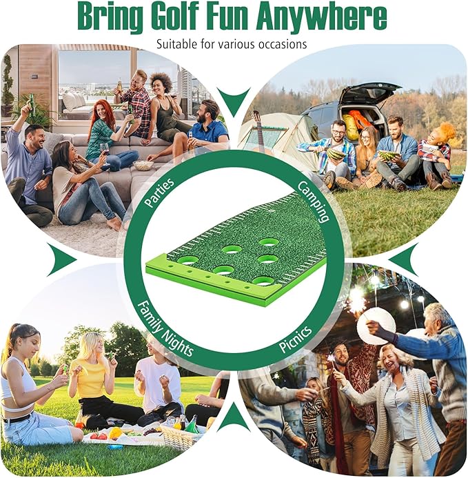 ULTIMATE Golf Game Set, Indoor Outdoor 11FT Putting Green Mat w/ 2 Adjustable Putters, 6 Balls & 12 Hole Covers, Golf Pratice Training Mat for Party, Backyard, Home and Office
