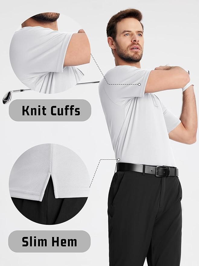 KEFITEVD Men's Polo Shirts Short Sleeve Moisture Wicking Dry Fit Performance Collar Golf Athletic Casual T-Shirt