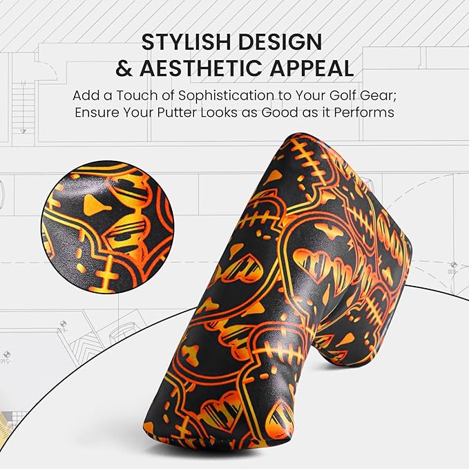 FINGER TEN Golf Blade Putter Cover Premium Synthetic Leather Stylish Design, Universal Headcover Waterproof Protection, Durable Headcovers Covers Fit Most Blade Putters for Men Women