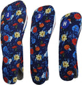 Golf Headcovers for Drivers and Woods – Set of 3 (S/M/L), Leather Club Covers with Magnetic Number Tags, Floral Design, Scratch-Resistant, Fits Most Golf Clubs