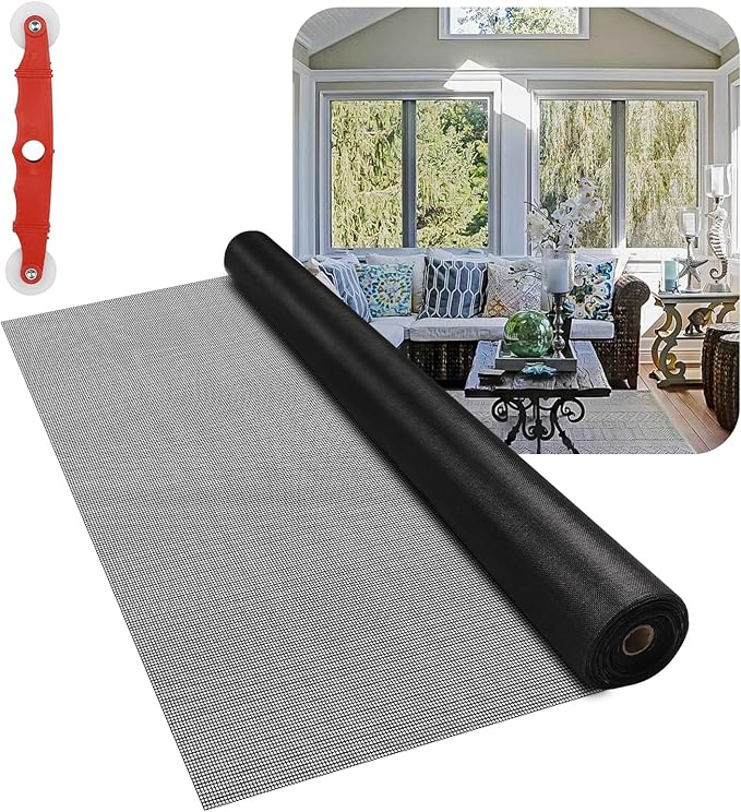 Fiberglass Window Screen Mesh Roll - 56"x100', Easy-to-Cut Screen Door Mesh for Windows, Pool, Porch Durable Mesh Replacement Option