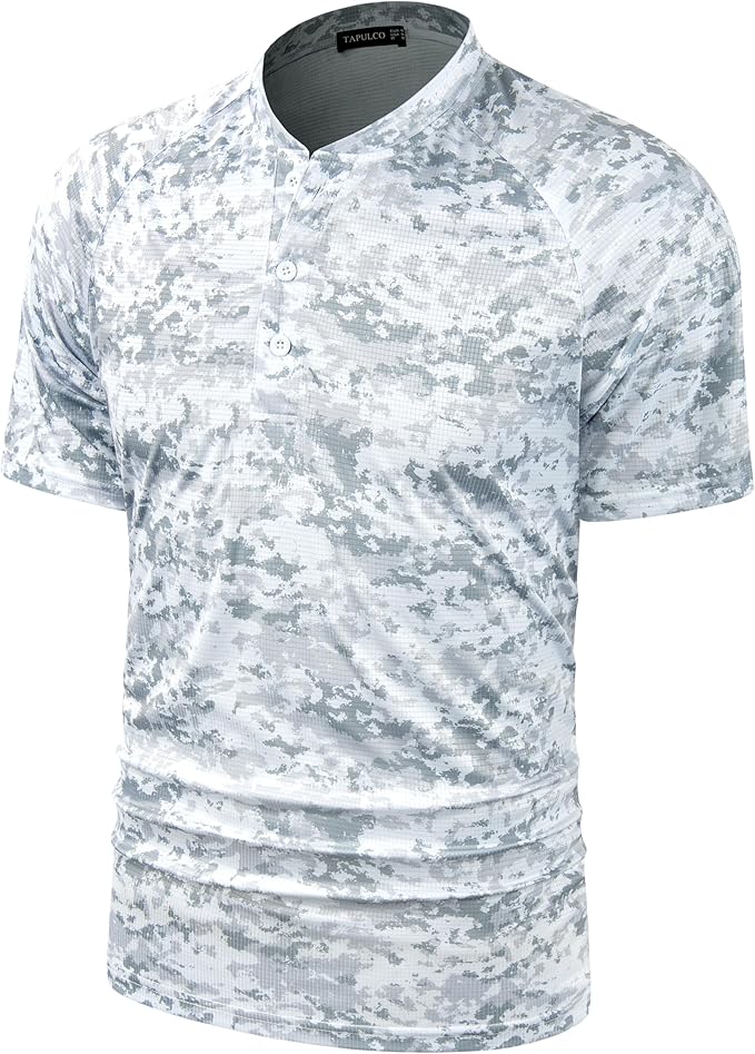 TAPULCO Mens Collarless Golf Shirts Short Sleeve Dry Fit Stretch Casual Breathable Lightweight Tshirts