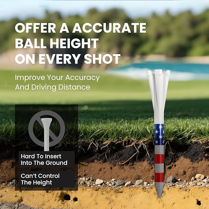 FINGER TEN Unbreakable Golf Tees Plastic 80 3 1/4" or 2 3/4" Driver Tees with 20 1 1/2" Iron Tees Assorted Pack, Low Resistance & Consistent Height Long Short Tees with Bright Colors