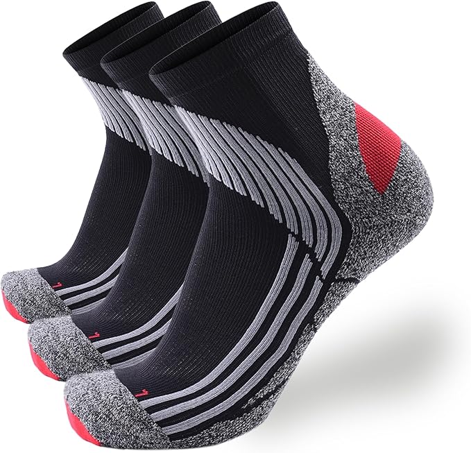 Tactia Full Cushion Compression Socks Men, Coolmax No-Blister Wicking Padded Heel, Quarter Socks for Tennis Golf Hiking Work
