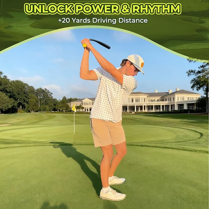Golf Swing Trainer Aid for Power & Driving Distance | Flexible Weighted Golf Training Aid Improves Balance, Strength, Tempo, Rhythm & Lag Golf Warmup Practice Stick
