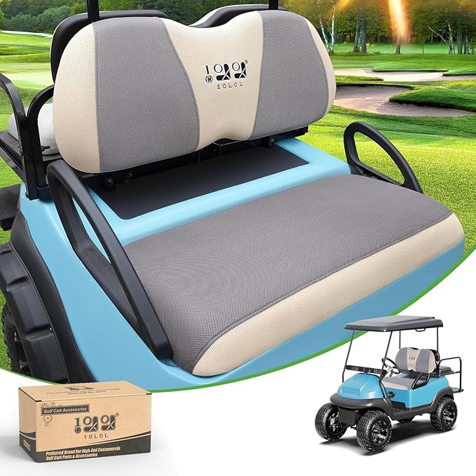 10L0L Golf Cart Seat Covers Universal for Yamaha G29 Drive2 Club Car DS Precedent Tempo Standard Front Seats, Breathable Mesh Bench Seat Cover, No Drilling Seat Cushion - All-Season Comfort