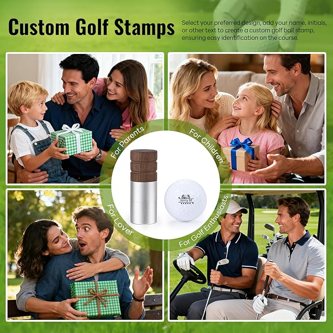 Personalized Golf Ball Stamp, Fast-Dry & Waterproof Ink Golf Ball Marker Stamp, Custom Self-Inking Golf Ball Marking Tool Gift for Men Golfers Dad