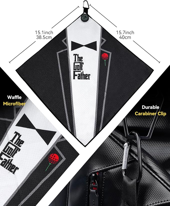 The Golf Father Golf Club Covers, Driver Fairway Hybrid Headcover, Funny Putter Cover Magnetic, Black & White Color Iron Covers,Golf Gifts for Men