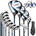 PGM 18 Pieces Men’s Golf Club Set 12pcs Clubs – Titanium #1 Driver, Draw-Biased Hybrid, High-Strength Irons, Forgiving Putter, Stand Bag with 5 Head Covers
