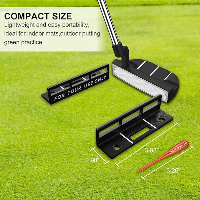 MAZEL Golf Alignment Putting Training Aids - Golf Putting Path Tool for Consistency & Accuracy - Include Putting Gates,Ring & Golf Tees