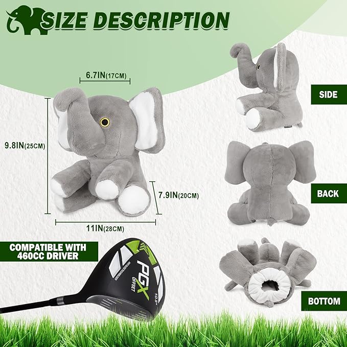Golf Club Driver Headcovers Funny Animals Elephant Bear Driver Head Cover fits up to 460cc Driver Clube Head Great Gift Idea for Men Women Who Love Golf Also for Kids (Bear)