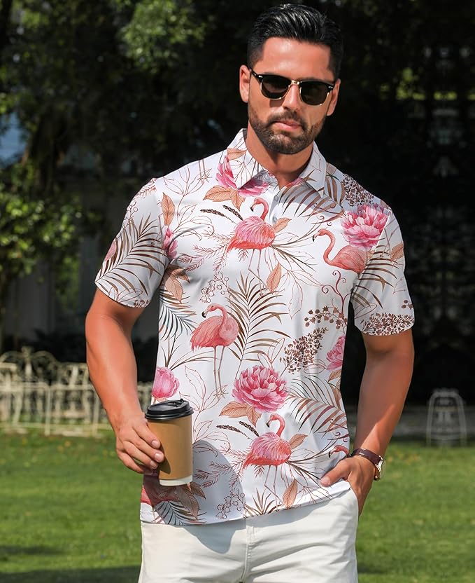 zeetoo Men's Polo Shirts Hawaiian Golf Polos Shirts Short Sleeve Performance Moisture Wicking Mens Golf Shirts