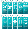 10 Personalized Metal Luggage Tags, Custom Suitcase Aluminum Name Tags with Steel Ring, Laser Engraved Name and Logo, for Travel, Backpack, Baggage, Golf Bag (Lake Blue)