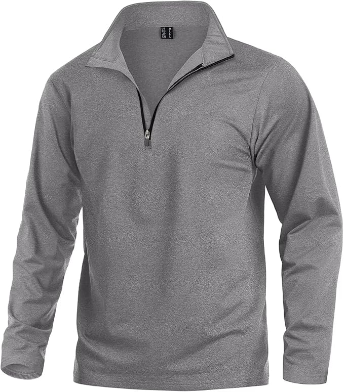 KEFITEVD Men's Quarter Zip Pullover Fleece Lined Long Sleeve Golf Shirt 1/4 Zip Sweatshirts Thermal Winter Sweaters