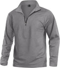 KEFITEVD Men's Quarter Zip Pullover Fleece Lined Long Sleeve Golf Shirt 1/4 Zip Sweatshirts Thermal Winter Sweaters