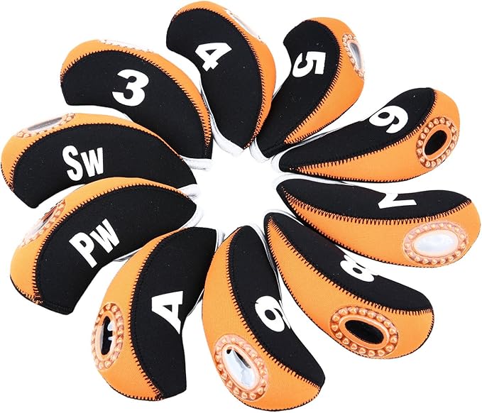 Sword &Shield sports 10pcs/Set Golf Iron Club Head Covers with Numbers Neoprene Top Window Iron Covers