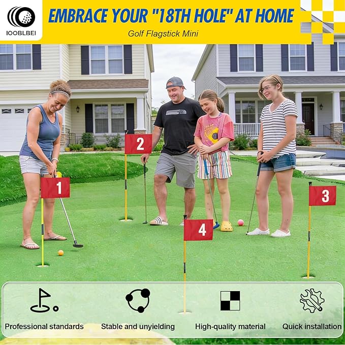 Golf Flagstick, 3ft Golf Flag Putting Green Flags & Golf Pin Flag Hole Cup Set, Portable 2 Section Design for Home Yard Backyard Driving Range, Numbered Golf Flags for Golfer Build Own Course
