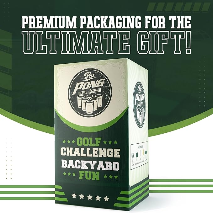Par Pong Backyard Golf Chipping Game – Outdoor Golf Game with 12 Buckets, 2 Hitting Mats & Golf Balls – for Adults, Tailgating, BBQ, Parties & Gifts for Golfers.