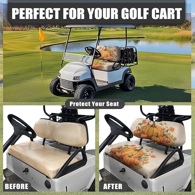 Golf Cart Seat Covers, Universal Fit & Nonskid Bottom Fits for Club Car 2 Person Seats Golf Carts