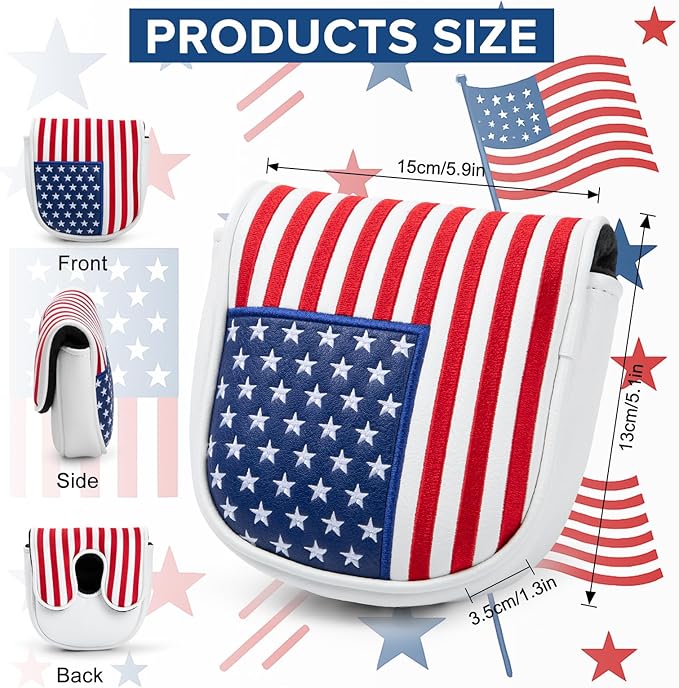 Golf Putter Covers Mallet Putter Headcover for Golf DF3 Putter, USA Putter Cover Magnetic Closure Premium Leather Mallet Putter Covers for 2 Ball Putter