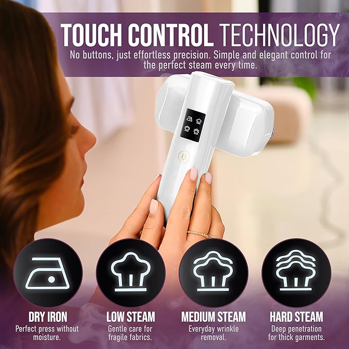 Portable Clothes Steamer & Mini Steam Iron – 1200W Handheld Wrinkle Remover, 4 Modes, 20s Fast Heating, Travel Garment Steamer for Clothing, Bedding & Curtains, Compact Folding Design – White