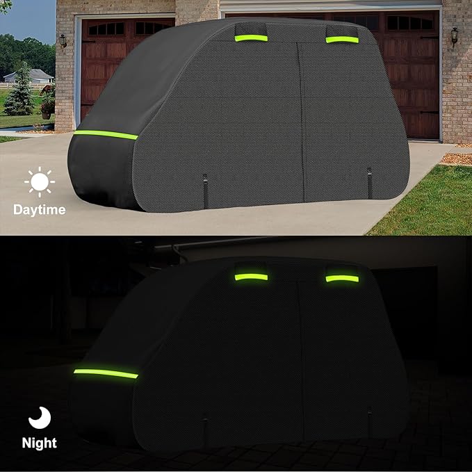 SAPUBK Golf Cart Cover Golf Cart Accessories with Side Door Ziper Compatible with Club Car/EZ-GO/Yamaha for Rain UV Dust Protection All Weather