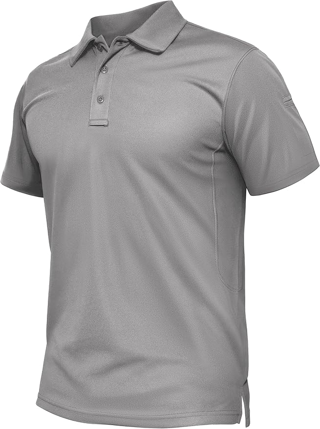 TACVASEN Mens Polo Shirt Short Sleeve Tactical Performance Collared Work Golf Shirts Dry Fit Pique Polos for Summer